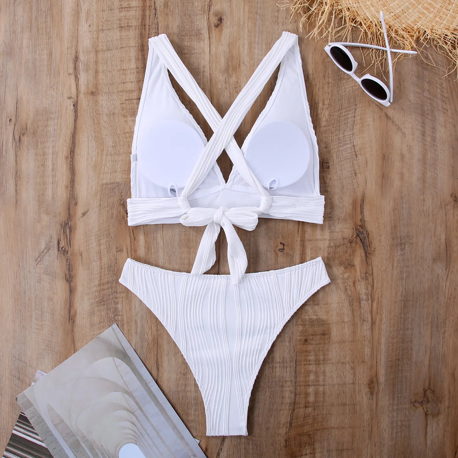 2025 Wrinkled Crinkled Bikini Women Swimwear Female Swimsuit Two-pieces Bikini Set High Cut Bathing Suit Swim Beach Wear Lady