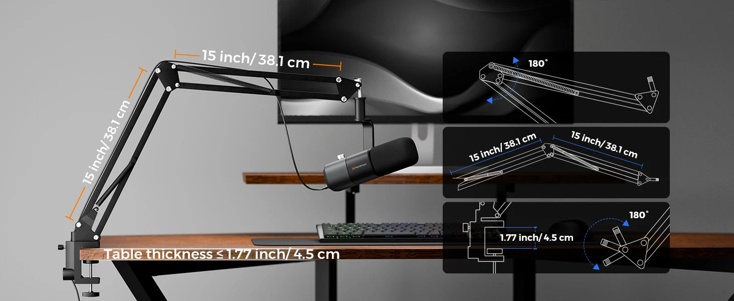 NearStream USB XLR Dynamic Microphone Boom Arm Professional PC Mic for Gaming Studio Set Podcast Recording Streaming Microphone