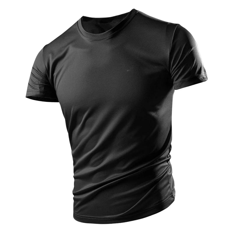 New Summer Men's And Women's Half-sleeved Ice Silk Breathable Sports Fitness Sweat-absorbing Quick-drying Short-sleeved T-shirt