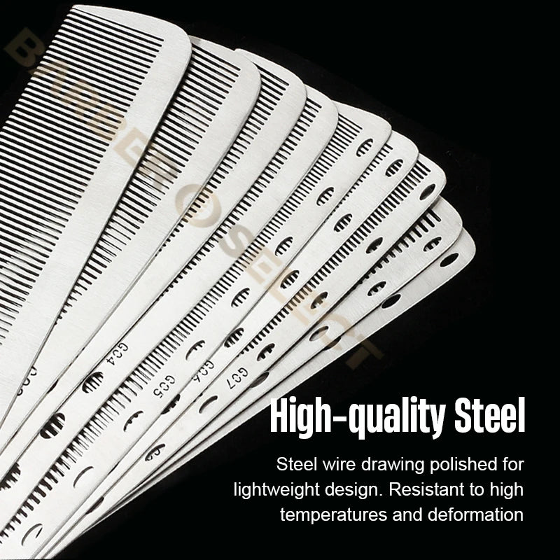 Stainless Steel Silver Metal Barber Comb Professional Hairdressing Salon Combs Detangling Hair Cutting Tools For Men And Women