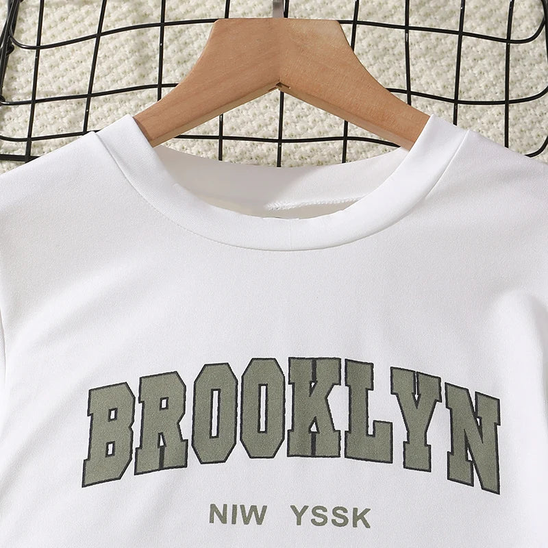 2024 New Spring Autumn Girls Matching Clothes 8-12 Years Solid Color Vacation Party Daily Casual Clothing Korean Style Outfits