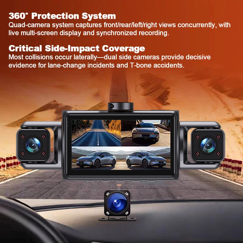 4 Channel Dash Cam wifi dashcam for car dvr Video Recorder Night Vision 24H Parking Monitor Black Box 360° Car Recording Camera