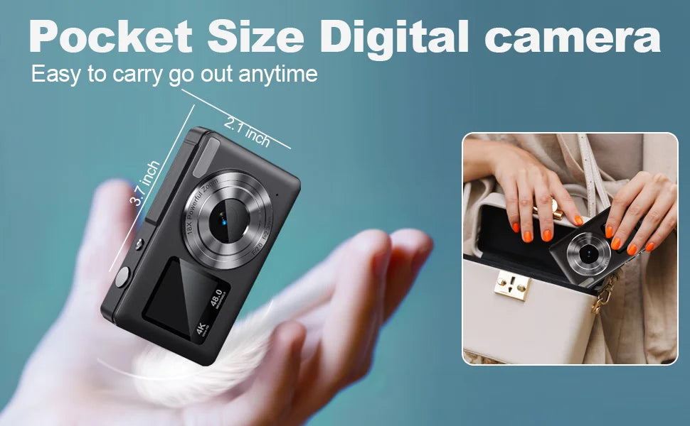 4K Digital Camera Dual Screen Kids Camera 48MP with Autofocus & 16X Zoom Selfie Camera For Teens Children Small Video Camera