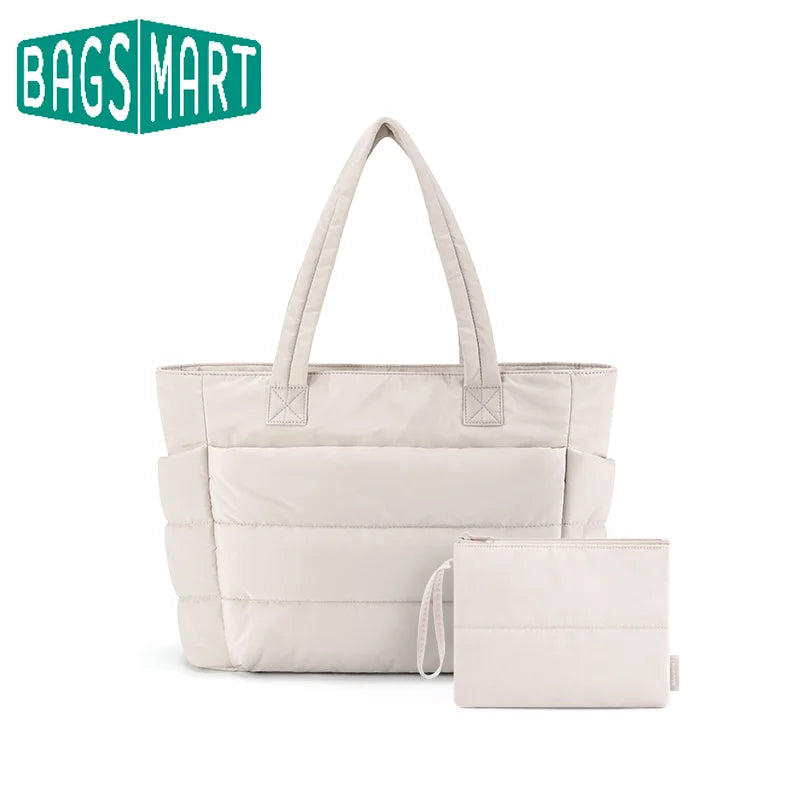 BAGSMART Women's Tote Bag Simple Travel Bag Casual Commuting Messenger Handbag Student College Shoulder Bag