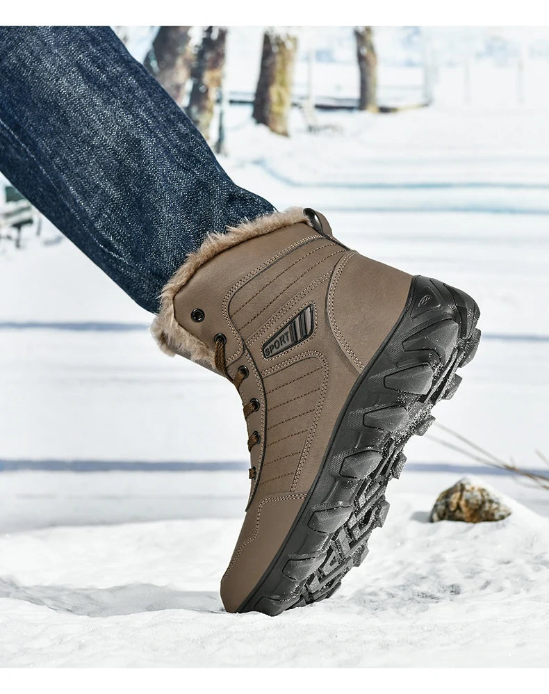 2024 New Winter men boots  Slippers Warm Men Shoes Waterproof Non-Slip Plush Sneakers Male  leather Boots Plus size  48