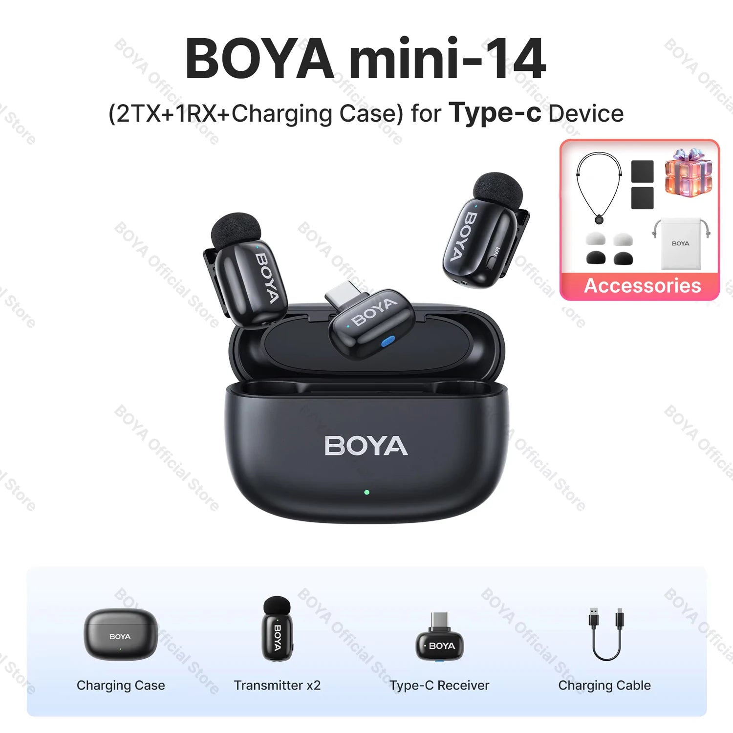 BOYA BOYA Mini Wireless Lavalier Lapel Microphone for iPhone iPad Android Type-C Phone Live Broadcast Audio Video Recording Vlog