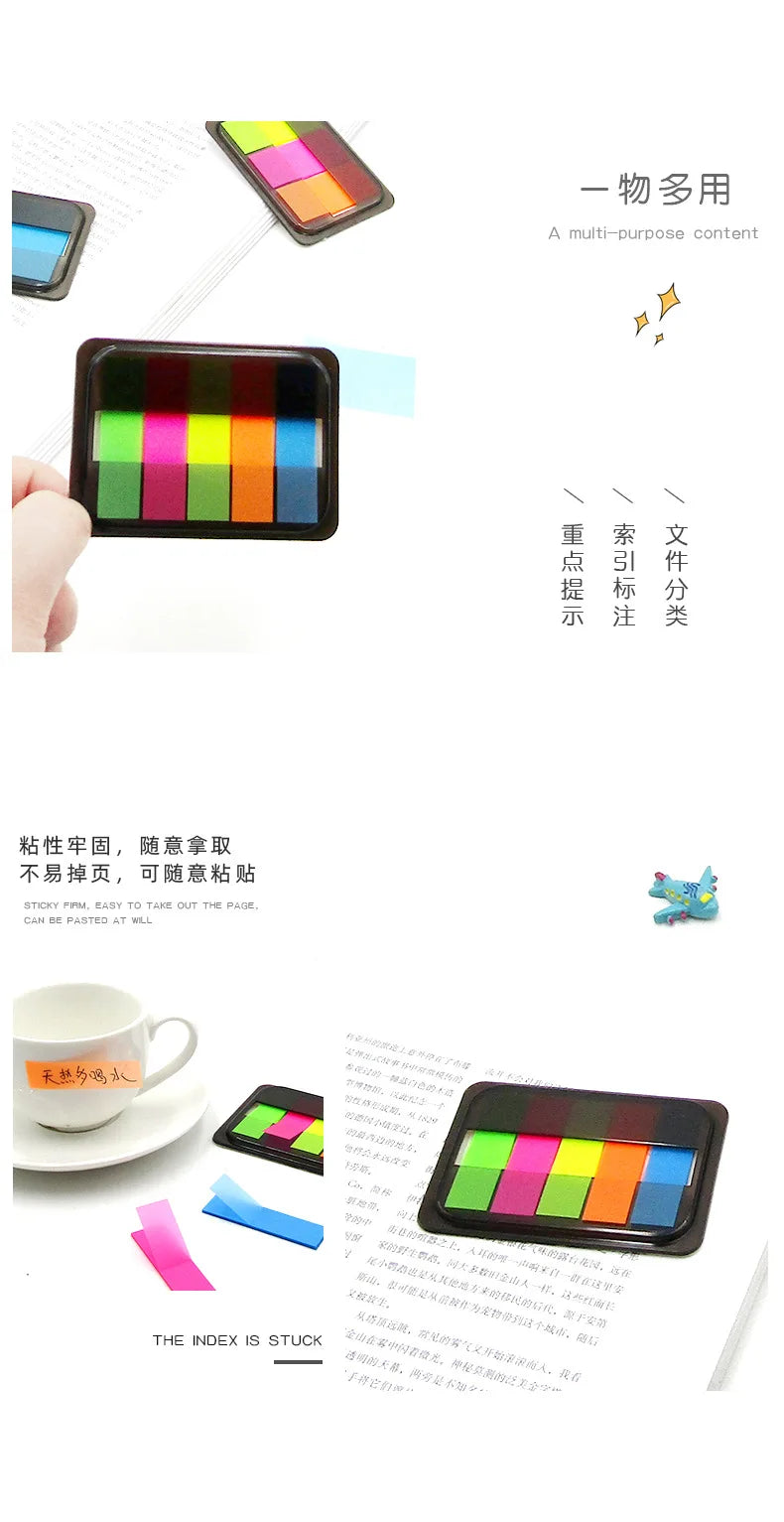 100 Sheets of Waterproof Colored Transparent Sticky Notes , Pads for Planner Home & Office School  Mini Self-Adhesive Post Note