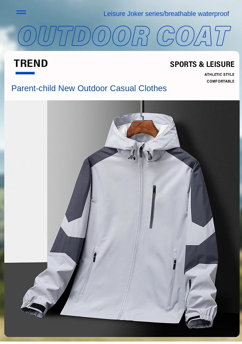 Kids Urban Outdoor Jacket Hooded Design Version of The Loose Fashion All-weather Waterproof Waterproof Fabric Breathable Comfort