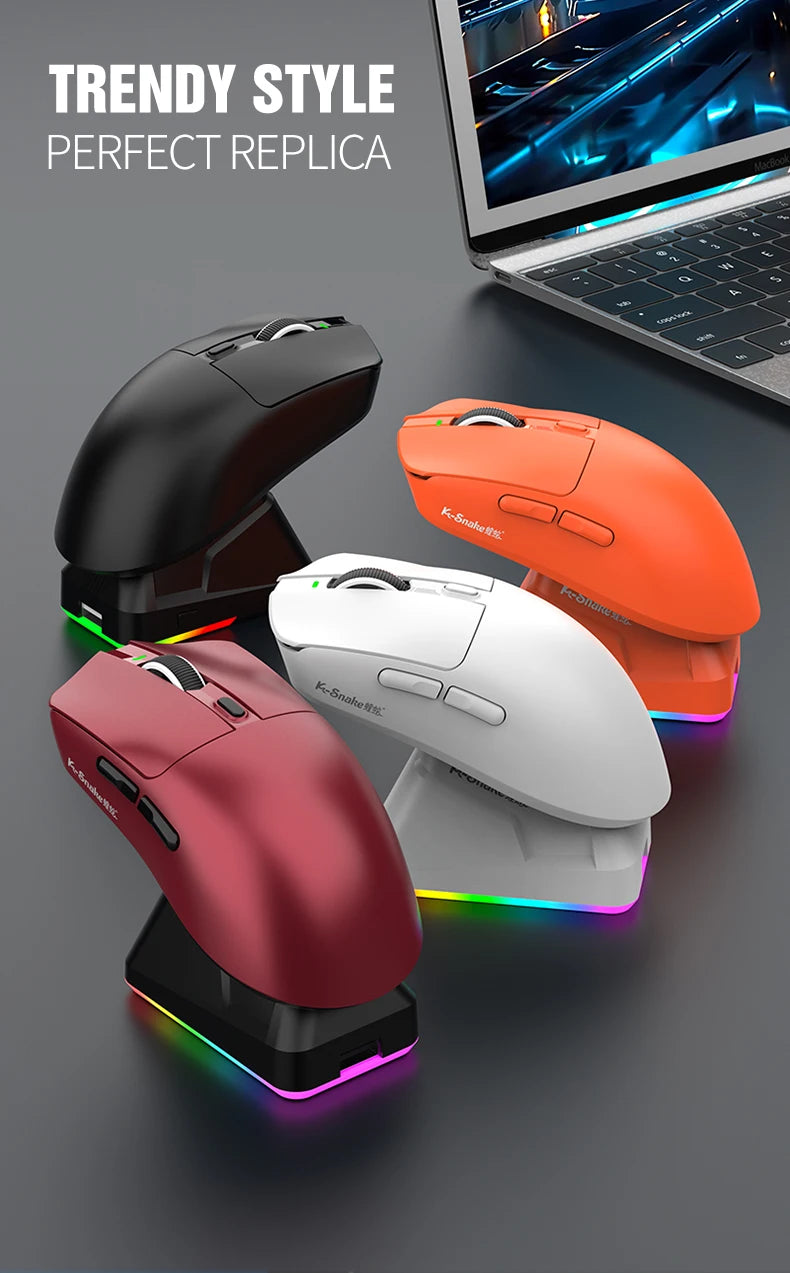 X11 PAW3311 Tri-Mode Bluetooth Mouse 12000 DPI Wireless Mouse Gaming Mouse RGB Touch Magnetic Charging Base BT/2.4G/Wired Mice