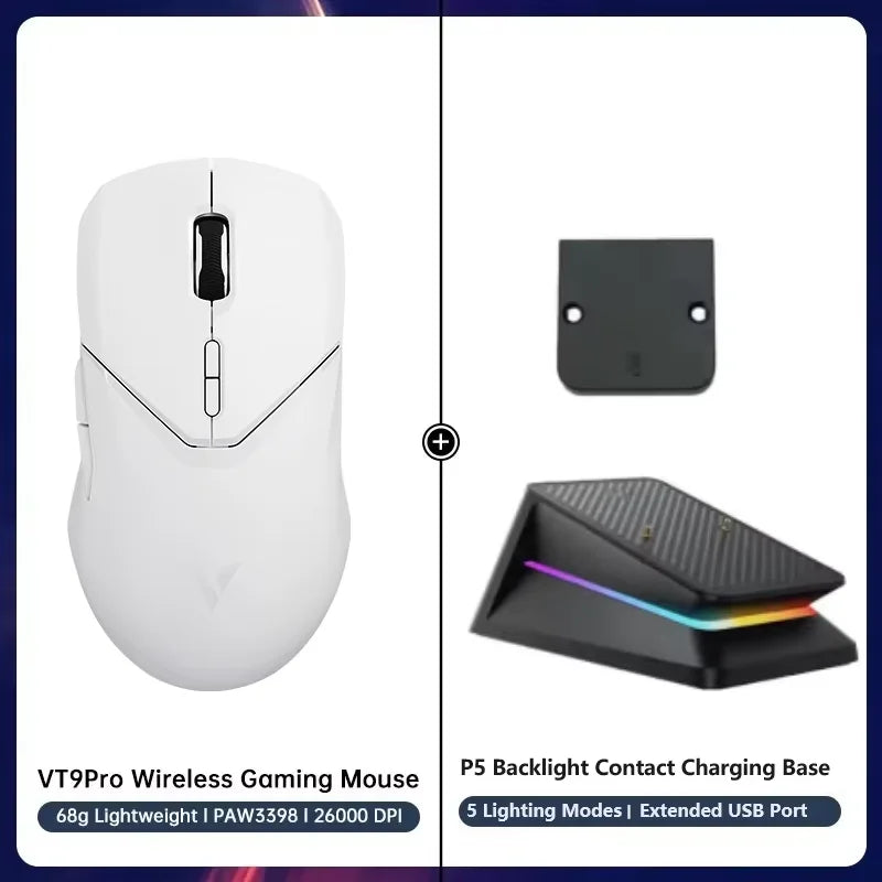 Rapoo VT9Pro 68g Super-Lightweight Wireless Gaming Mouse Esports Grade Performance PAW 3398 Sensor 26000 DPI 1ms Response Time