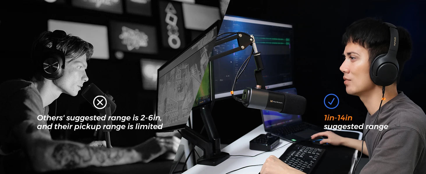 NearStream USB XLR Dynamic Microphone Boom Arm Professional PC Mic for Gaming Studio Set Podcast Recording Streaming Microphone