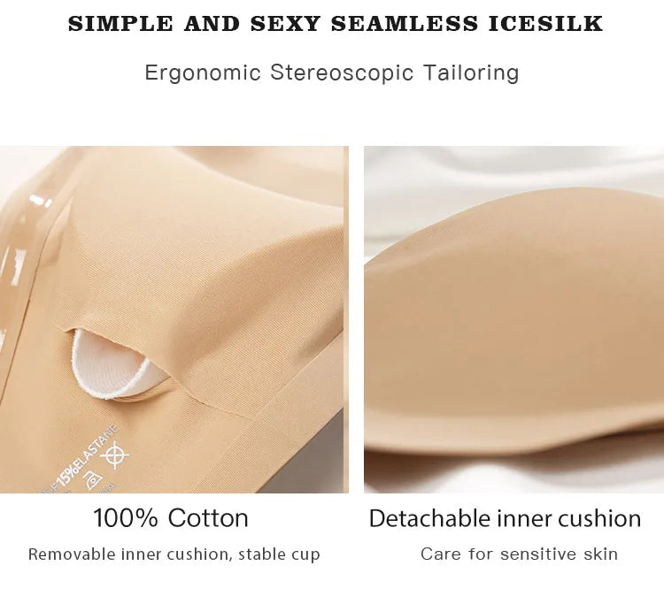 1Pc/3Pcs/Pack New Design Removable Padded Soft Ice Silk Traceless Women Wire Free Seamless Bra For Women Strapless Bra