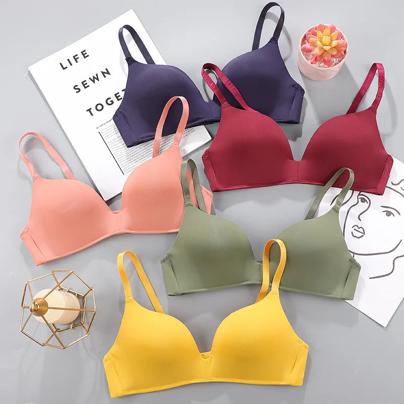 12 color light and thin seamless lingerie without steel ring, women's bra with breathable and gathered bra