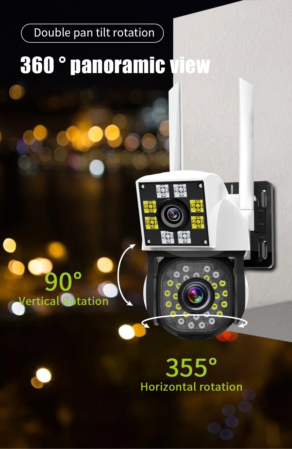 Neye 4K/8MP Wireless WiFi Camera 1080P Dual Lens Dual Screen Outdoor Home Head IP Camera CCTV Dual Lens Security Camera