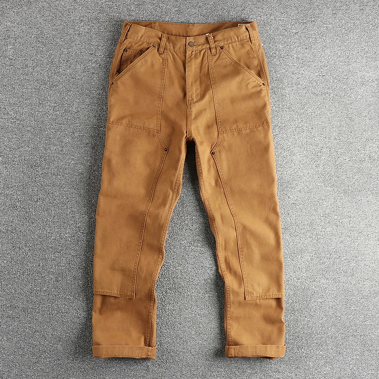 May Khaki heavy chunky overalls dyed blue striped straight trousers men's reproduction trend primary color pants