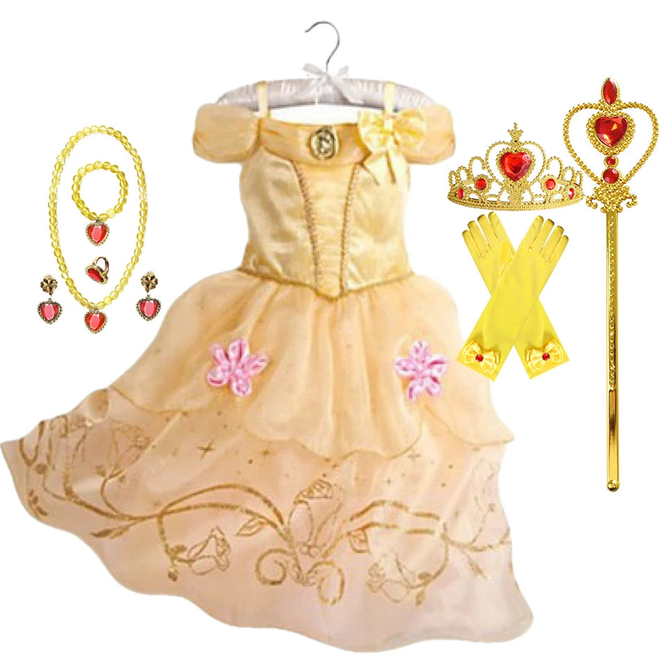 Summer Princess Costume Party Fancy Flower Vestido New 2025 Christmas Birthday Carnival Dress Up Rapunzal Belle Disguise Frock