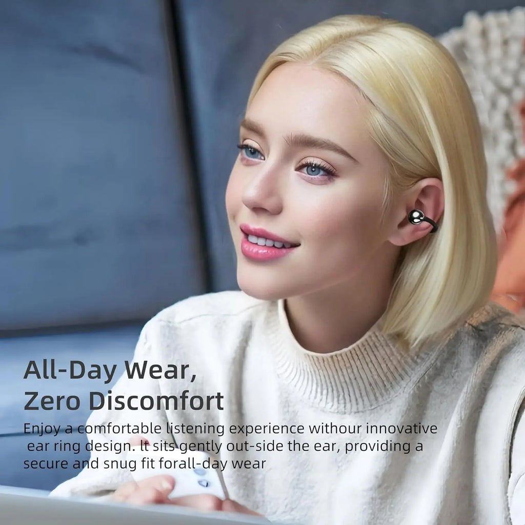 UYUXIO Wireless Headphone with BT 5.4 Clip on Open Ear Earbuds 72H Play Time Long-Battery Life Over Ear Buds for Sport Workouts