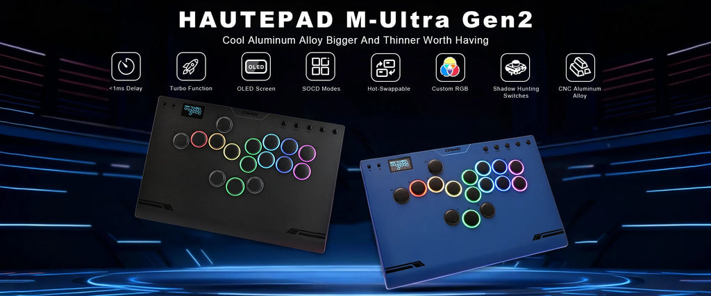 Haute42 M-Ultra Gen 2 Aluminium Alloy Leverless Hitbox Controller  For PC/ Ps4 / ps5/Steam Stickless Arcade Stick Controller