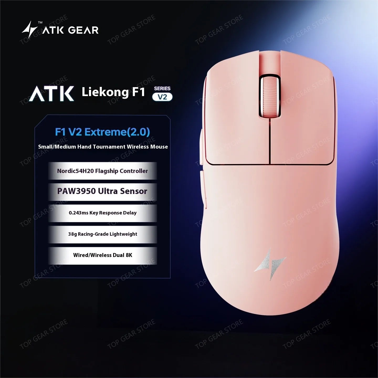 ATK F1 V2 Ultra MAX Gaming Mouse Wireless Tri-mode PAW3950 Double 8k Lightweight Ergonomics Esports Mouse Custom PC Accessory
