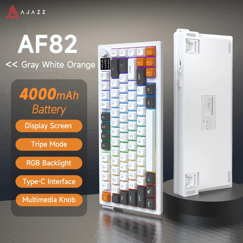 AJAZZ AF82 Office Low Profile Keyboard RGB Wired/Wireless Gaming Keyboard 75% Layout 82 keys 4000mAh Battery for Win/Mac