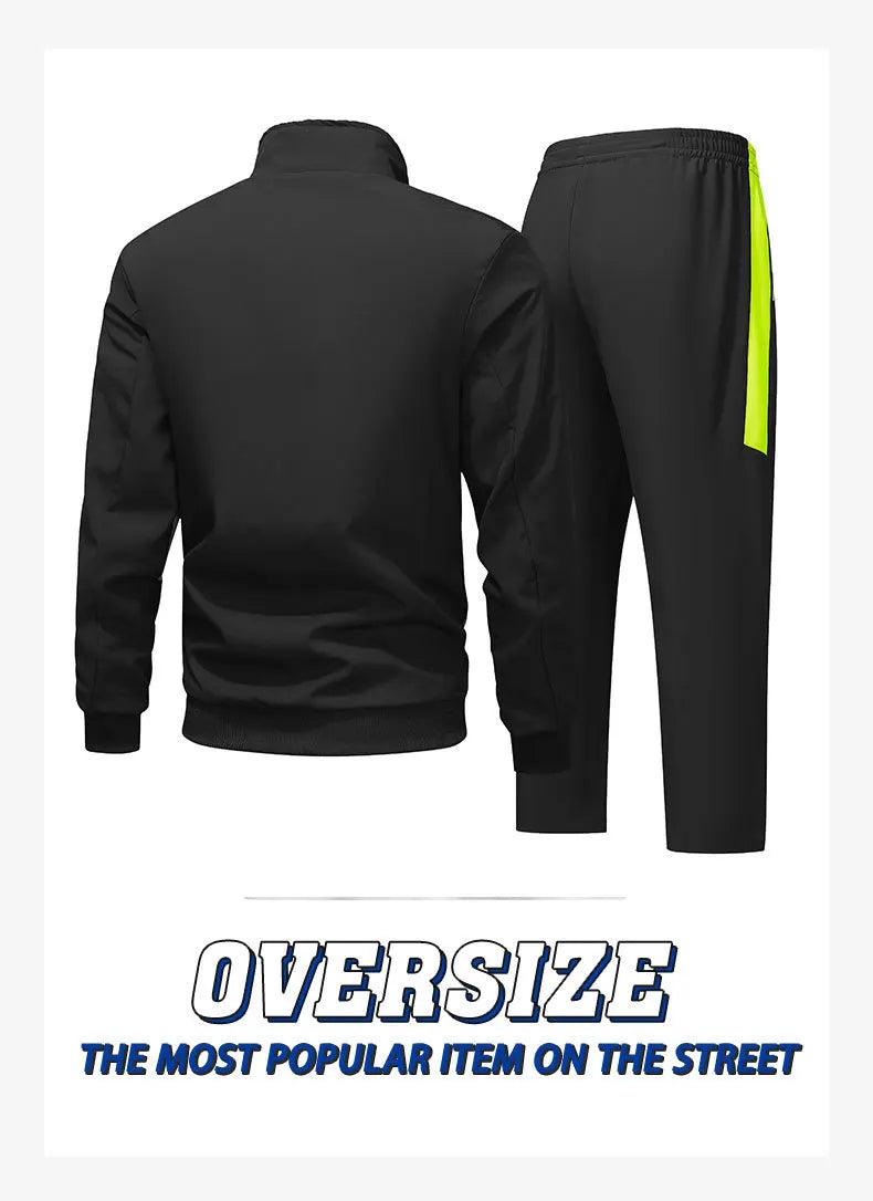 Men's Sports 2pcs Tracksuit Set Autumn Winter Long Sleeve Zip-Up Hoodie Jacket Tracksuit Fashion Casual Loose Workout Outfit