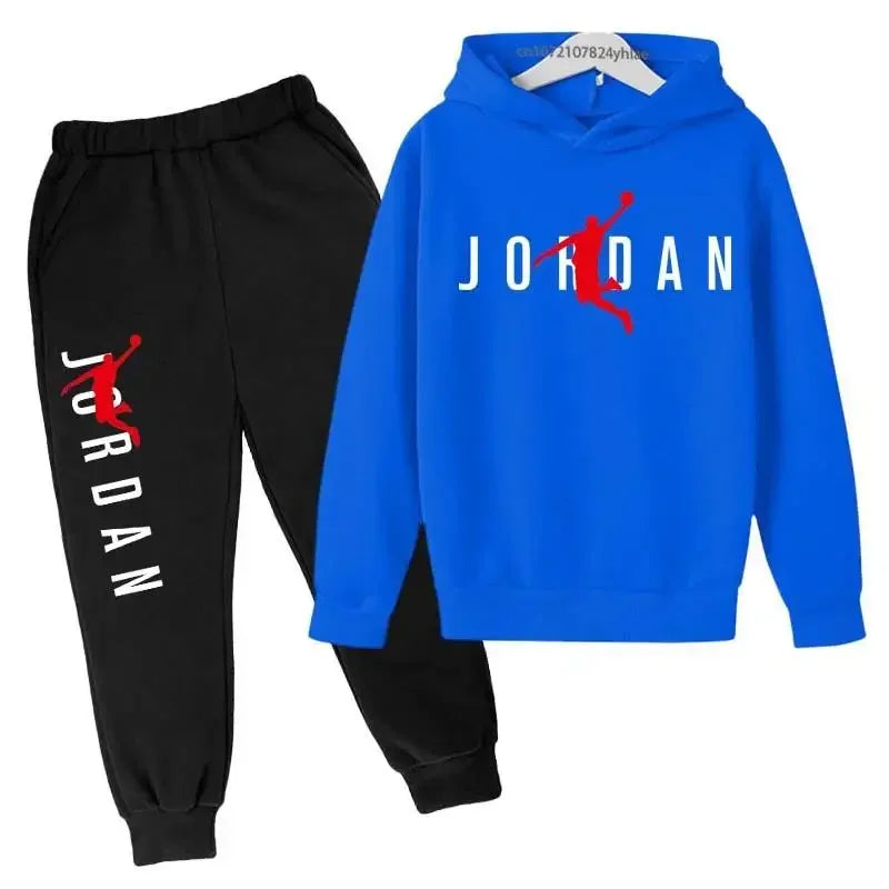 Kids 2pcs Hoodie Pants Tracksuit Set Letter Print Leisure Streetwear Spring Autumn Clothing for Boys And Girls 3-13 Years