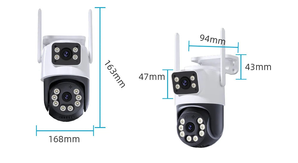 8MP 4K iCSee WiFi Camera PTZ Dual Screens Auto Tracking Night Vision CCTV Surveillance Camera Outdoor 6MP Security IP Camera