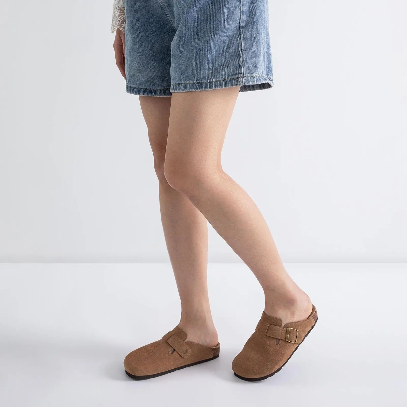 Kidmi Men Clogs Slippers New Suede Clogs For Women Summer Vacation Cork Clogs Slippers Nonslip Casual Home Slipper Double Buckle